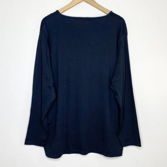 Vintage Crystal Kobe Black Embellished Fall Leaves Tee Long Sleeve Plus Size 2X - Picture 6 of 10